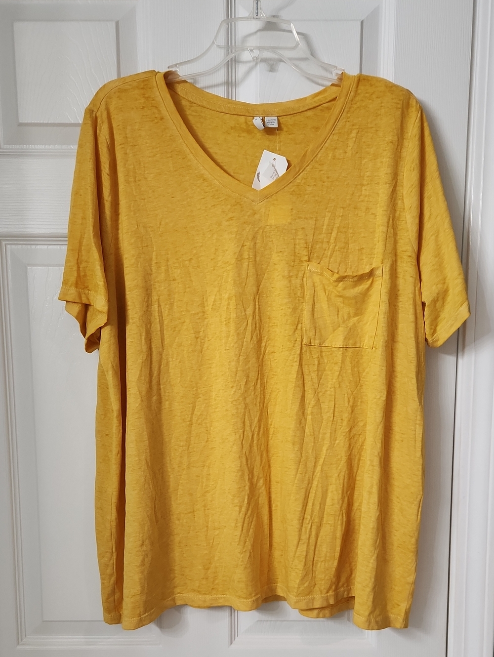 Women's Yellow V-Neck Pocket Shirt